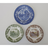 Platos Porcelana Antiguos Carruajes Made In England Pack 3