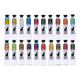 Kit 20 Cores Tinta Óleo Gato Preto 25ml - Tela Pintura