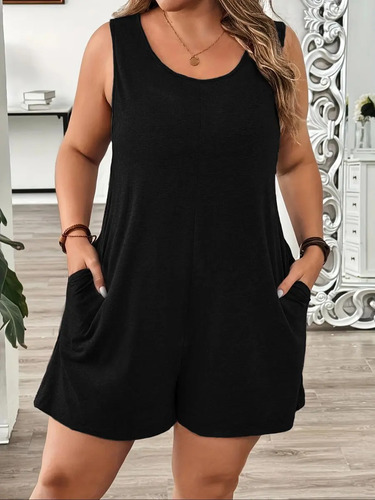 Mono Corto Casual Para El Hogar De Color Liso A La Moda Para
