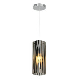 Lustre De Vidro Teto Sala Jantar Em Aço Luminária Pendente Mirage Zebrado Preto E-27 Llumm Bronzearte