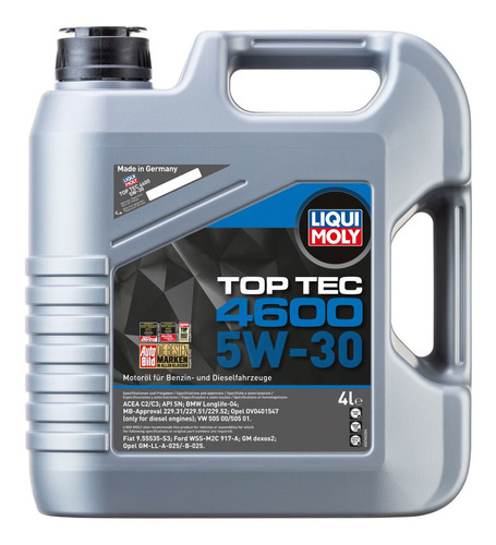 Liqui Moly Top Tec 4600 5w30 Aceite Sintetico Dexos 2 4lts.