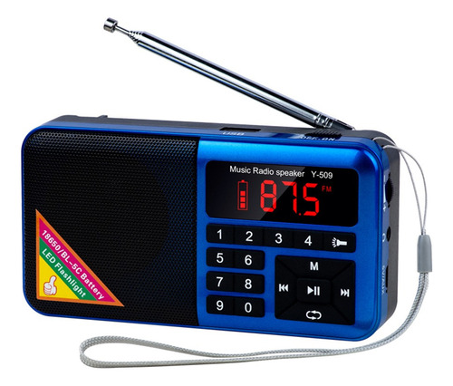 Radio Fm Y-509 Digital Portátil Pequeña Con Bocina Y Luz Led