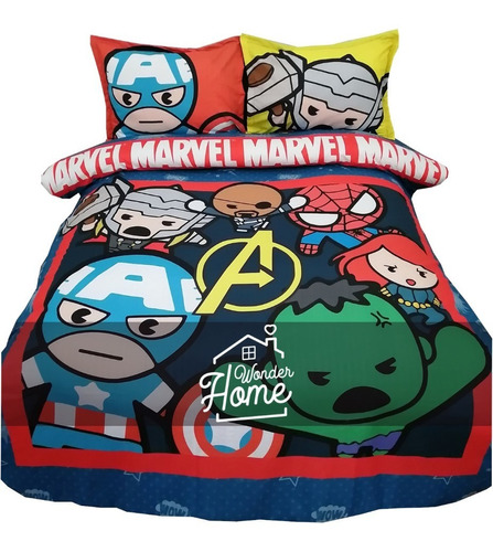 Cubrelecho Avengers Kwaii - Cama Queen