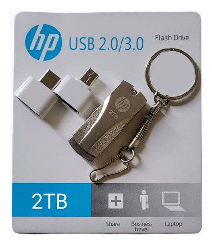Flash Drive Hp 2tb Metal 2 Em 1 - Celular Ou Computador