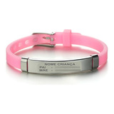 Pulseira Infantil Personalizada Identificação Crianças Comprimento 19   Cor Rosa