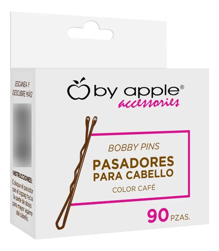 By Apple 90 Pasadores Para Cabello Con Punta Goma Peinados Color Cafe
