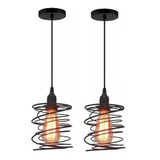 2 Pendente Aramado Mola Nordic Retro Vint + 1 Lampadas Led