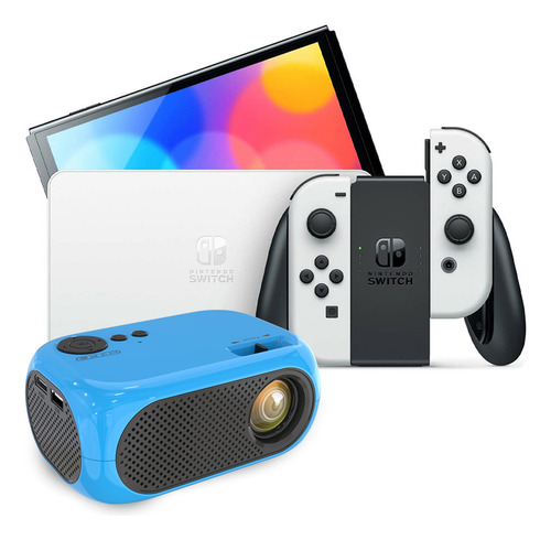 Nintendo Switch Oled 64gb Blanco Más Proyector Azul