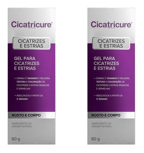 Cicatricure Gel Para Cicatrizes E Estrias 60gr C/2 Tubos 60g