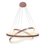 Lustre Led Pendente Moderno 3 Arcos Anéis 89w 60cm 5 Cores Cor Rosa 110v/220v