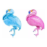 5 Globos Flamingo Metálico 82x56 Rosa Y Azul