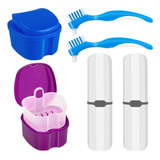 Kit De Estuche Para Dentaduras Postizas, 2 Vasos Para Dentad