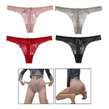 Pack De 4 Tangas Sexy De Mujer, Pantaletas Bragas De Encaje