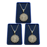 Pack X3 Medallas San Benito Con Cadenas De 50cm Y Estuches
