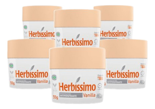 Kit 6 Desodorante Creme Herbíssimo Vanilla 55g