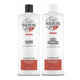 Duo Shampoo Y Acondicionador Sist 4 Nioxin 1 Lt C/u  Teñido