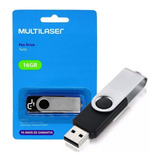 Pen Drive Pendrive 16gb Multilaser Usb 2.0 Preto/prateado