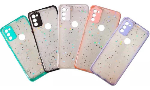 Funda Tpu Refrozada Brillos & Borde Color Para Moto G50