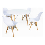 Mesa De Jantar 100cm Branca +4 Cadeira Charles Eames Eiffel