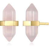 Morgan & Healing Crystal Rose Quartz Pendientes De Tuerca De