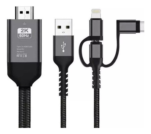 Cable 3 En 1 Tipo C/micro-usb A Hdmi Cortos