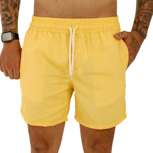 Short Bermuda Curta De Linho Algodão Esporte Fino Social 