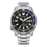 Reloj Citizen Promaster Automatico Ny0159-57e Azul/negro Color De La Correa Plateado Color Del Fondo Negro