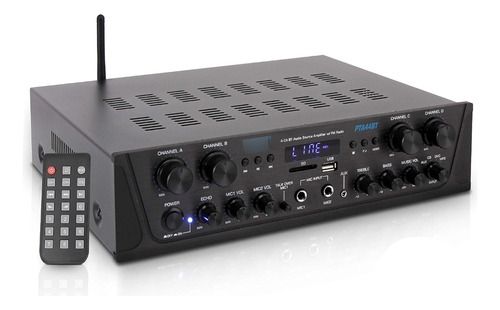 Amplificador Pyle Pta42bt Wireless Karaoke Stereo 4 Canale