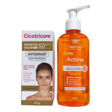 Cicatricute Protetor Facial 50g+actine Sabonete Liquido 14