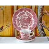 Trio Para Te Loza Grindley England Country Style Rosa C1960