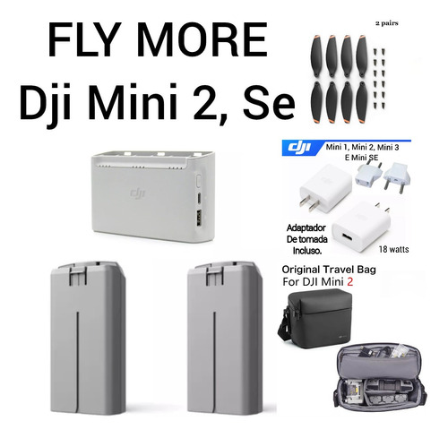 Kit Fly More Dji Mini 2, Se, 1 Hub Carregador, 2 Bat, 1 Bag