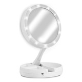 Espelho De Maquiagem Luz Led Dobravel Aumenta 10x Portátil