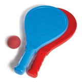 Paletas Playeras Plásticas Reforzadas Pelota Goma Del Tomate Color Azul