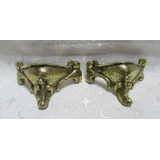 Antiguo Par Herrajes De Bronce Esquineros Para Muebles