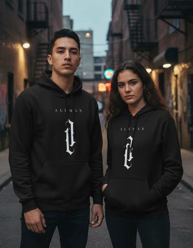 Sudadera Unisex Negra Logo Aleman