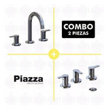 Combo Set Grifería Baño Piazza Logos Lavatorio Y Bide