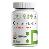 Complejo Vitamina K Mk7 Mk4 Ultra Pureza +aceite Coco X200u
