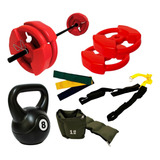 Kit 18kg+rusa 8kg+therabandx3+tobilleras 2kg+trx