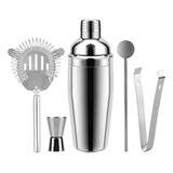 Set Bartender Coctelería 5 Piezas Acero Inoxidable Coctelera