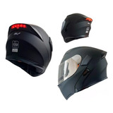 Casco Moto Luz Led Stop Abatible Con Gafas Certificado Dot