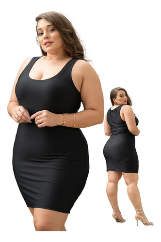 Vestido Tubinho Plus Size Tamanhos Grandes Suplex