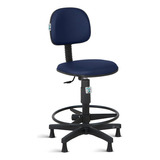 Cadeira Caixa Alta De Escritório Secretaria Rv Azul Escuro