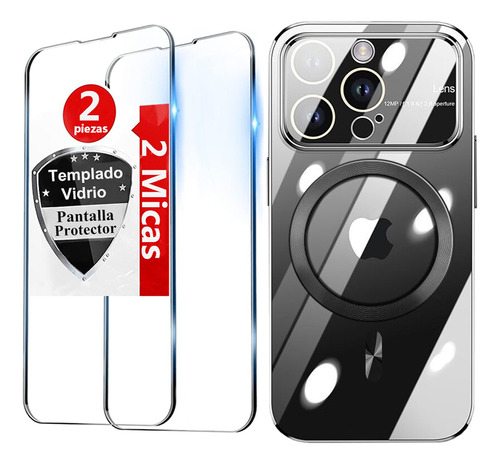 Funda Para iPhone 13 12 11 Case Transparente Magsafe + 2mica