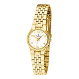 Relógio Champion Feminino Dourado Pequeno Analógico Ch25141h
