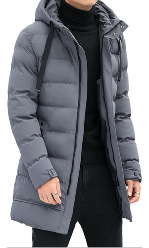 Campera Hombre Inflada Parka Larga Capucha Abrigada Invierno