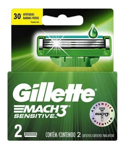 Gillette Mach3 Sensitive Cartuchos Para Afeitar Repuesto 2u