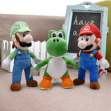 Mario, Luigui Bros Yoshi*peluche 37cm.bordado. Importación