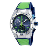 Reloj Technomarine Cruise 115019 Azul Unisexo Color De La Correa Verde/azul Color Del Bisel Plateado