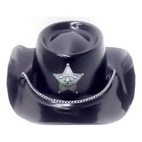 Sombrero Sheriff Negro Vaquero Cowboy Cotillon Disfraz