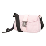 Bolso Crossbody Mujer Rosa 873-08 Correa De Hombro Negro Diseño De La Tela Liso